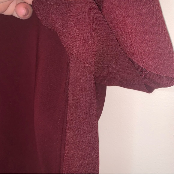 Theory Apalia Admiral Burgundy Red A-Line Crepe Dress Short Sleeve 8 - Picture 7 of 9